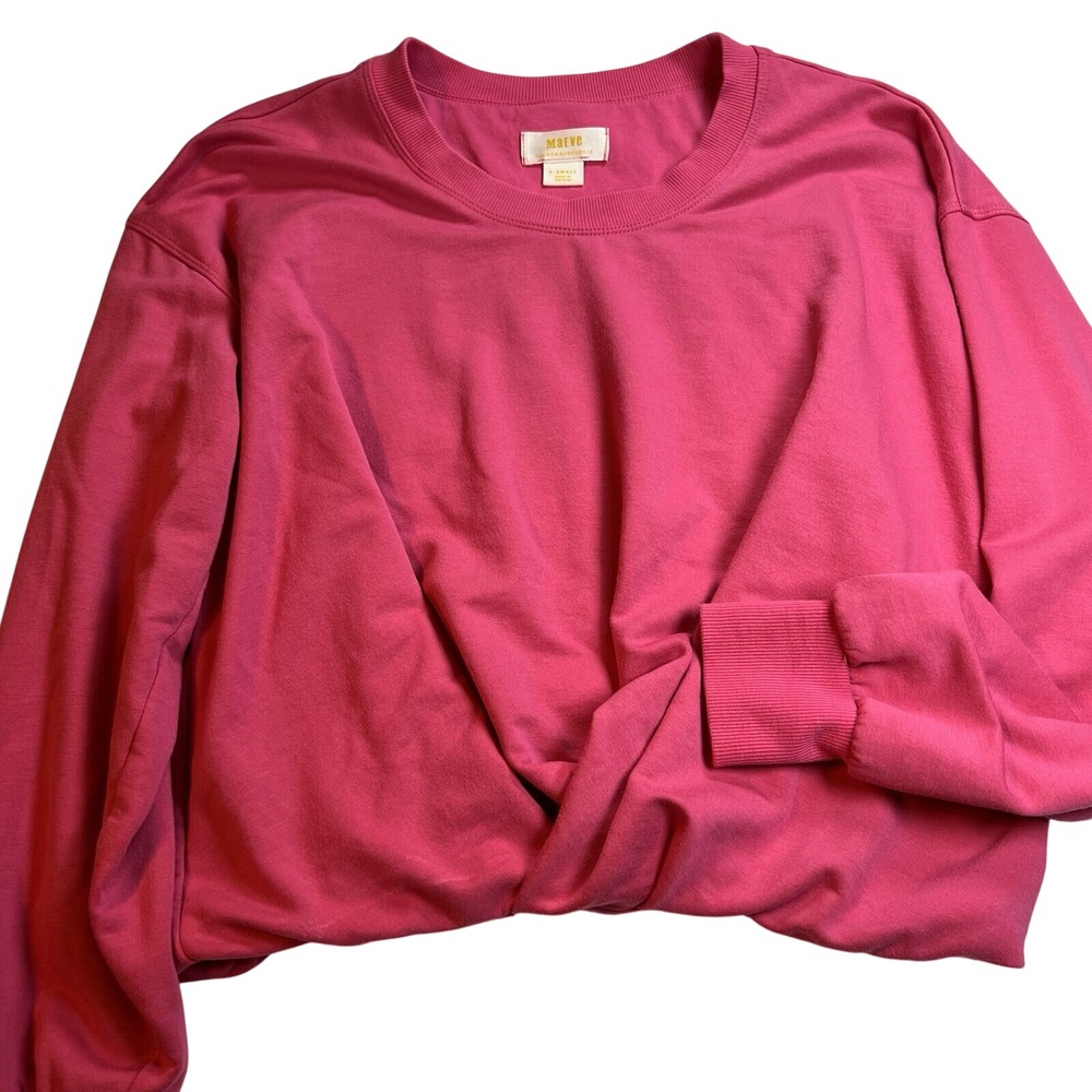 Maeve Anthropologie Magenta Pink Modal Blend Long Sleeve Crew Neck Top XS